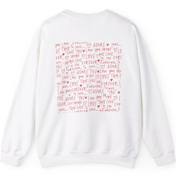 Love Theme Crewneck Sweatshirt, Cozy Valentine Gift, Two Side - Picture 2 of 3